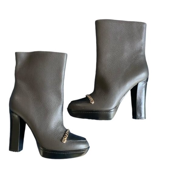 Carlo Pazolini Grey Leather Boot with Chain Detail 37 - Picture 1 of 5